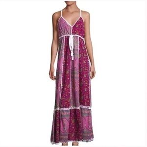Calypso St. Barth Lumbra Maxi Dress Pink Sz XS Patchwork Crochet Bohemian AS IS